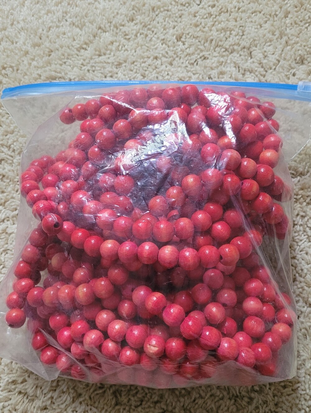 Wooden Garland Beads (4) Strands Christmas Tree Holiday Decor Mantle Red